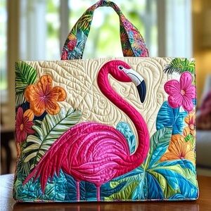 Floral Flamingo Tote Bag